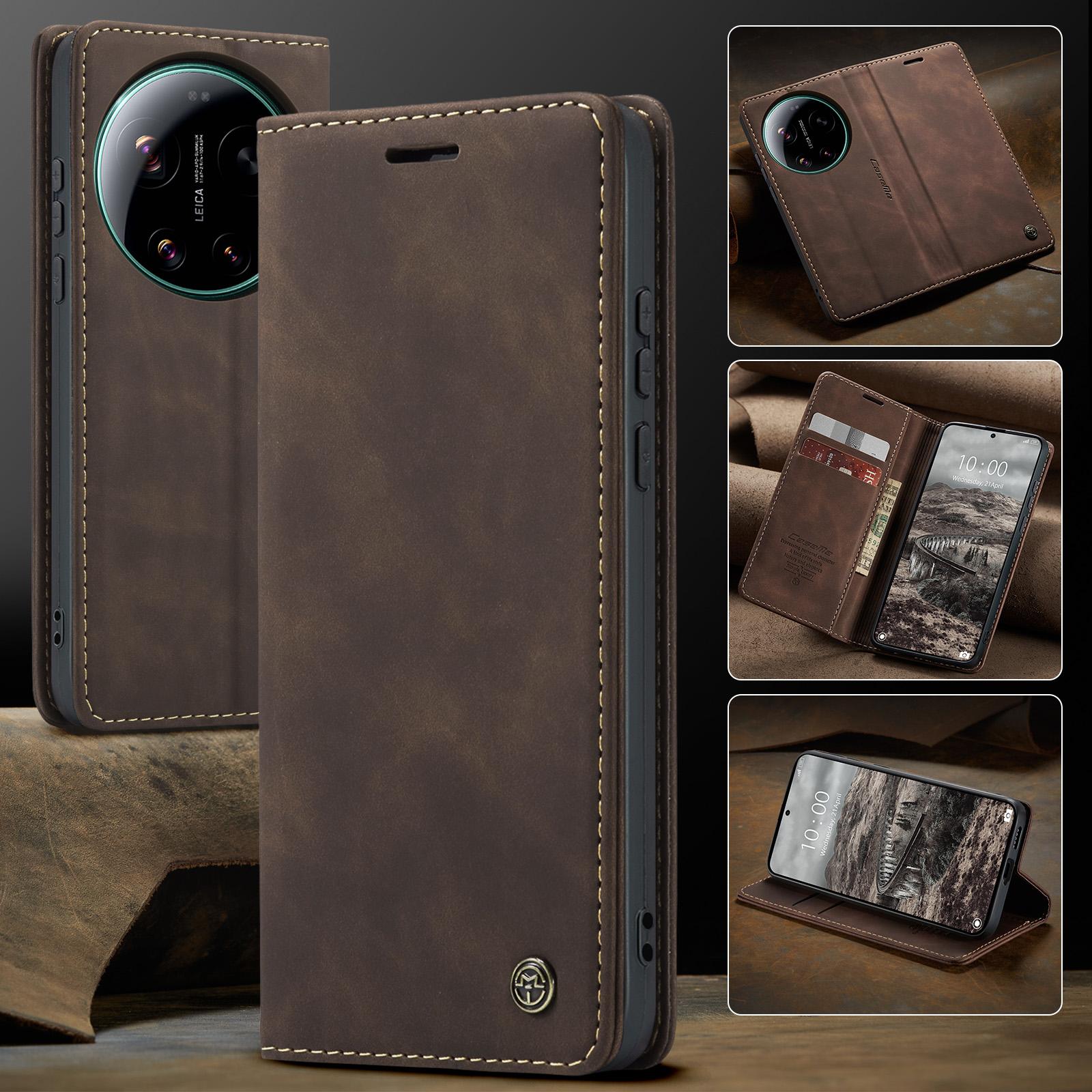 CaseMe für Xiaomi 17 Ultra Luxuriös Retro Magnetischer Flip PU Leder Handyhülle für Xiaomi 17 17Ultra Brieftaschenabdeckung Handy Hülle Xiaomi 17 kaffeebraun