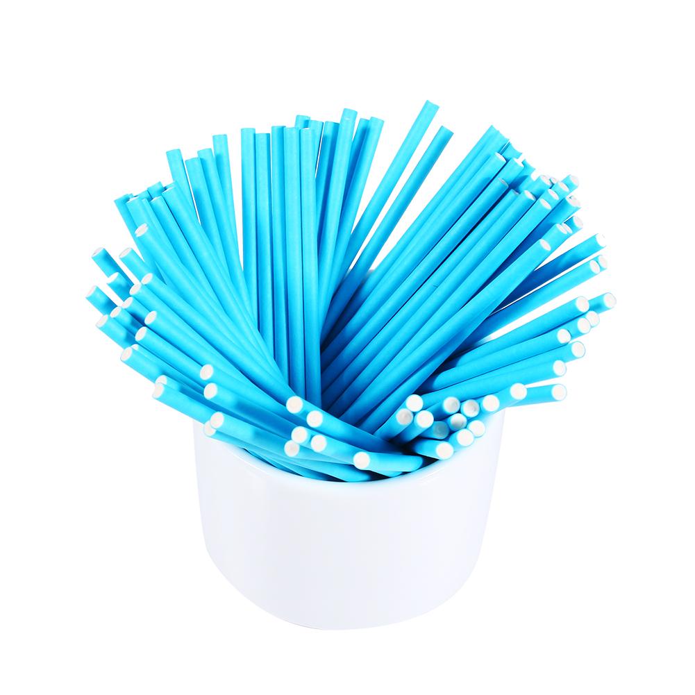 100 Stück/Set bunte Lutscherstäbchen Cake Pop Sticks für Süßigkeiten Schokolade 10 cm blau blau