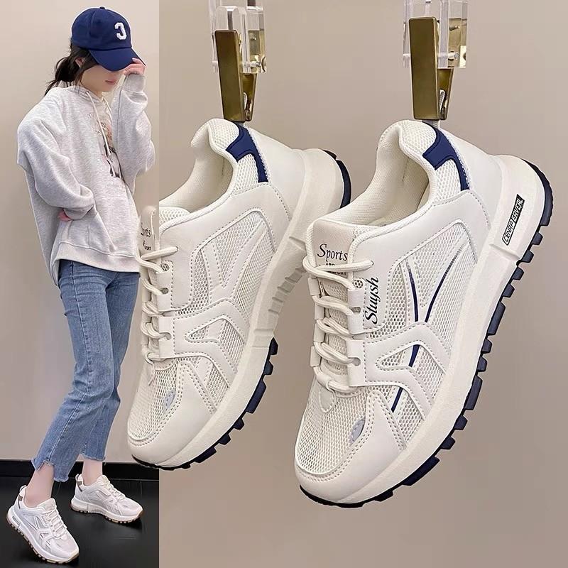 Freizeitschuhe Damen Damen Sneaker Weiße Schuhe Frau Sommer Sneaker für Damen Atmungsaktive Mesh-Schuhe Mode Marken-Sneaker 35 white