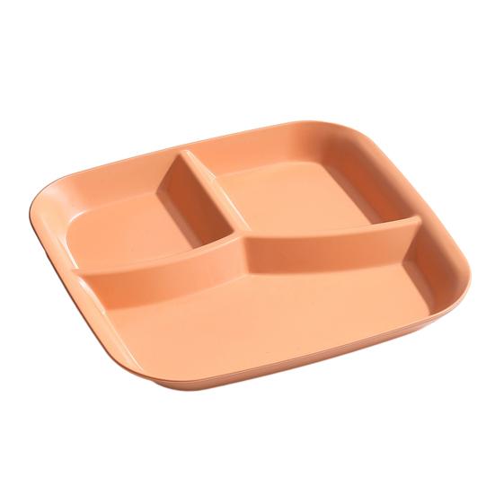 Rechteckiger Speiseteller mit 3 Fächern, lebensmittelechtes PP, spülmaschinenfest, für Erwachsene und Kinder, Frühstück, Snack, Gemüse, Mahlzeiten, Servierteller, Küchenzubehör orange