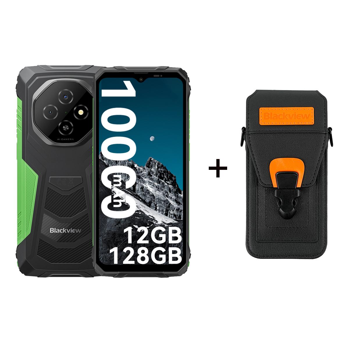 Blackview FORT 1 5G 4/6GB 128/256GB Android 15 Robustes Smartphone 6,56 Zoll 90HZ Mobiltelefon 11000mAh 4+128 with a phonecase grün