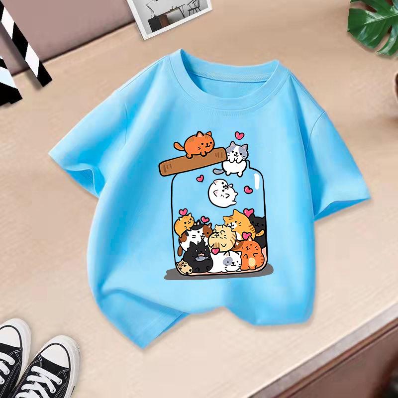 Kinder T-Shirt 2-13J Süßer Cartoon Aufdruck Kinder 100% Baumwolle Kleidung T-Shirt Oberteile Tee Sommer Kinder T-Shirt 2T(90cm)