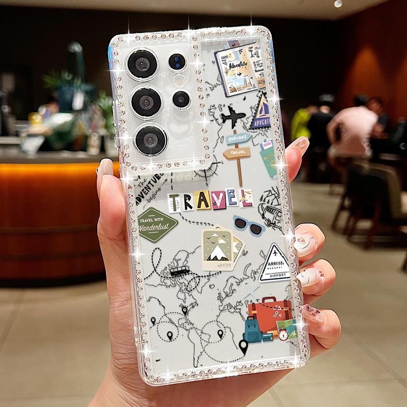 Flugzeug Schneeb Berg Diamant Hülle Für Samsung Galaxy A56 A55 A54 A36 A15 A16 A25 5G S25 Edge S24 Ultra S23 FE TPU Handyhülle Galaxy S23 FE