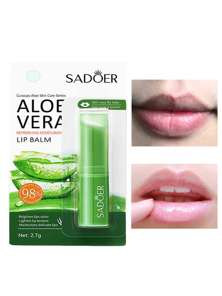 1PC feuchtigkeitsspendender Lippenbalsam, langlebiger natürlicher Aloe Vera-Lippenstift, Farbe, Stimmungswechsel, langanhaltender, feuchtigkeitsspendender Lippenstift, Anti-Aging grün
