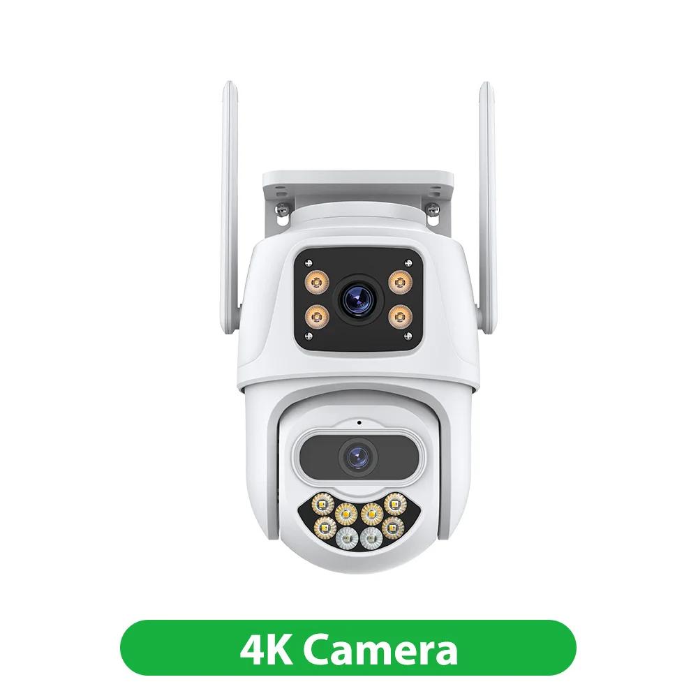 Drei Objektive Drei Bildschirme Wifi PTZ Kamera 6K 4K HD Outdoor IP Kamera Auto Tracking Video Überwachung CCTV Kamera P2P ICSEE 4K Camera