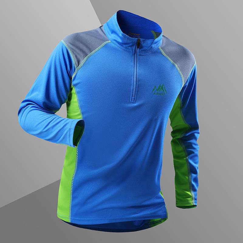 Outdoor-Sport Schnelltrocknende Kleidung Herren Langarm-T-Shirt Atmungsaktiv, Abriebfest, Schweißabsorbierend, Wandern Schnelltrocknende Kleidung L blau