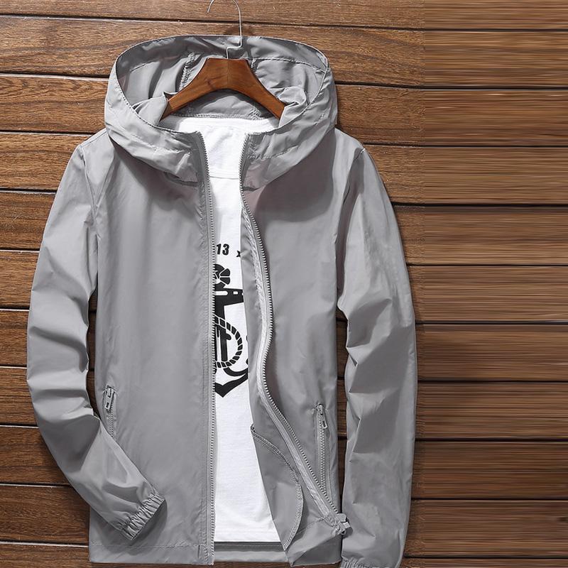 Schnelltrocknende Jacke Radfahren Laufen Sonnenschutz Wasserdicht UV Damen Herren Dünne Oberbekleidung Ultraleichte Jacke Herren Winddichte Jacke L grau