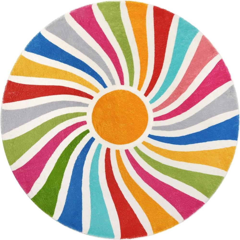 Runde Boho-Teppiche, waschbar, rutschfest, runder Teppich, Sofa-/Zimmerteppich, Regenbogen-Sonnen-Druck, runder Teppich für Schlafzimmer, Wohnzimmer, Esszimmer 120x120cm-47x47in