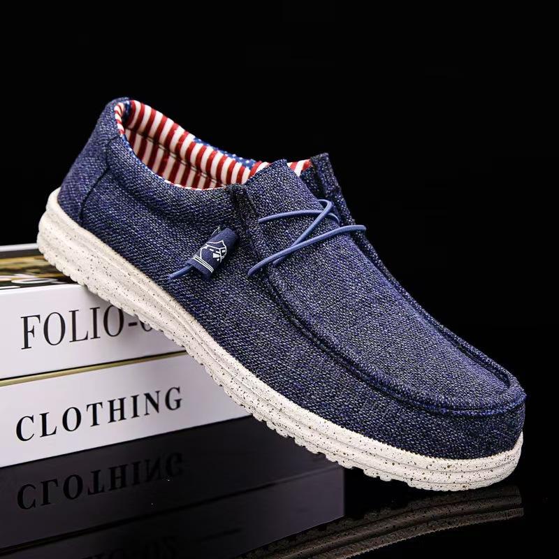 Herren Freizeit-Sneaker Frühling Sommer Atmungsaktiv Leicht Outdoor Canvas Schuhe Übergröße Herrenschuhe Walking Slipper 39 navy blau