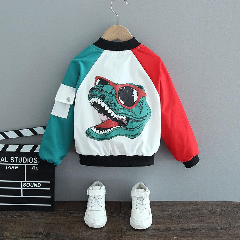 Kinder Oberbekleidung Baby Kleidung Kinder Windjacke Mäntel Frühling und Herbst Cartoon Dinosaurier Jacken Jungen Mode Jacke 140 weiß