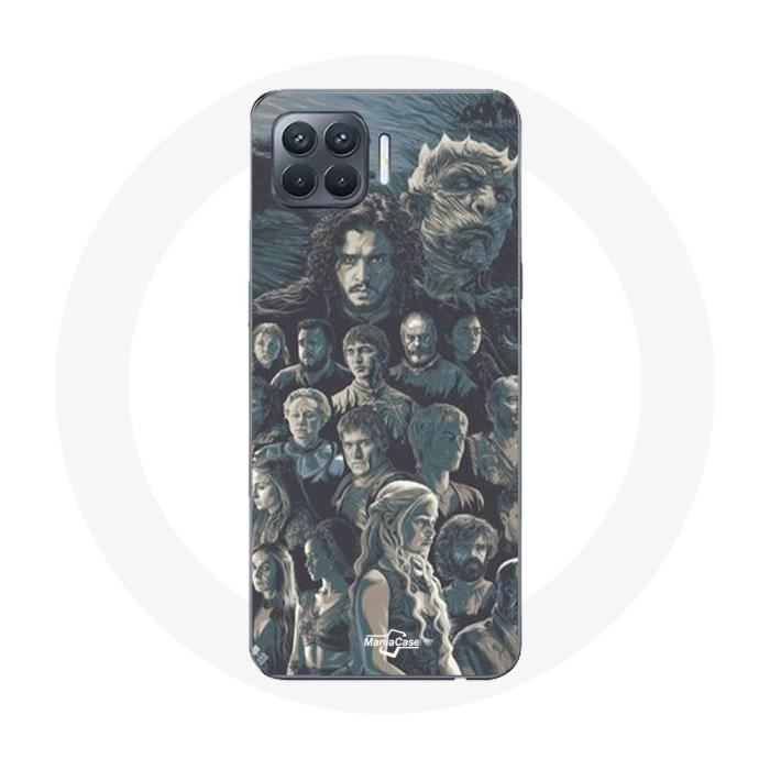 Hülle für Oppo A93 Game of Thrones Staffel 8 Game of Thrones Poster Charaktere grauer Hintergrund grau