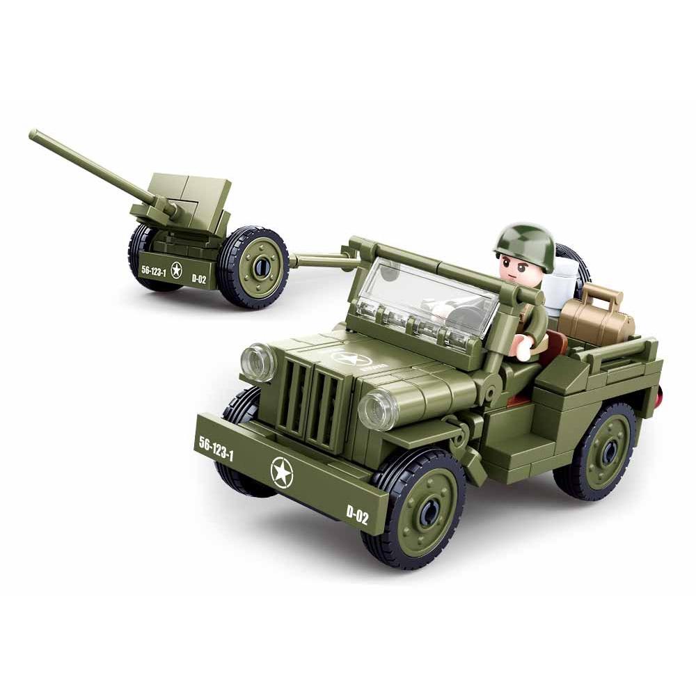 143 STÜCKE B0853 WW2 Armee Willys Jeep Modell Baustein Spielzeug Kinder Ziegel Militär Bau Jungen Geschenk