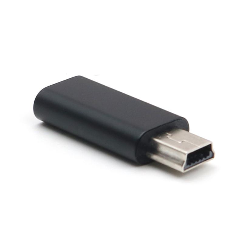 Mini-USB-Adapter, Typ-C-Buchse auf Mini-USB-Stecker, Mini-auf-Typ-C-Datenladekonverter schwarz