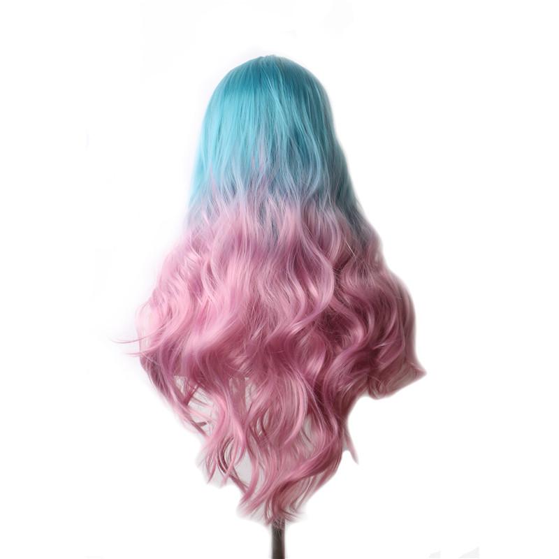 WoodFestival Kunsthaar-Cosplay-Perücke, grau, lange Perücken für Frauen, blond, rosa, rot, schwarz und weiß, grün, braun, blau, lila gefärbt 28inches pink