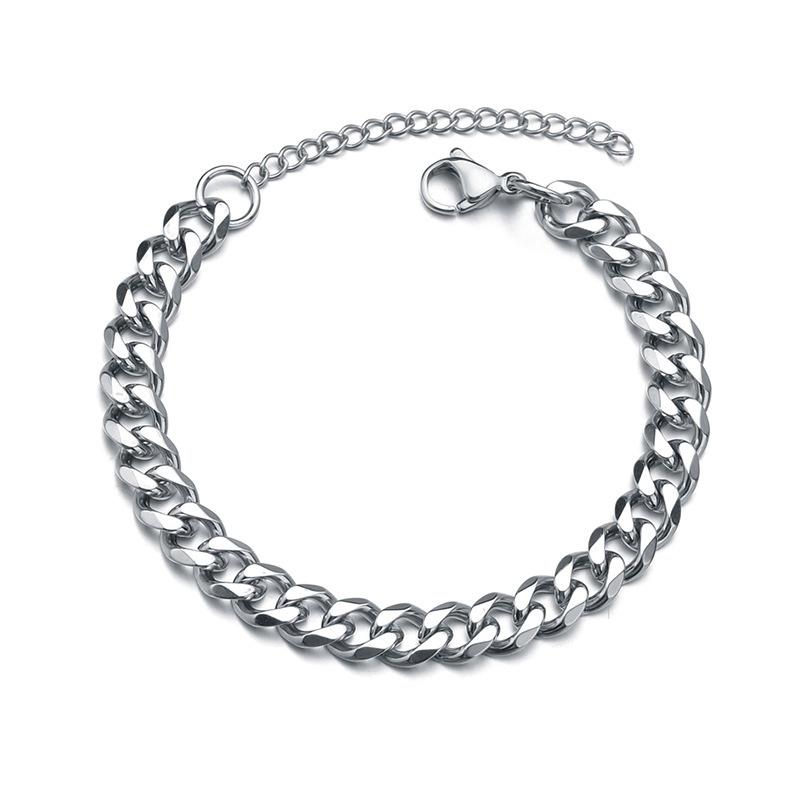 Hochwertige Edelstahl-Armbänder für Männer, blanko, Punk, Panzerkette, kubanische Gliederkette, Armbänder an der Hand, Schmuck, Geschenke Width 7mm silber