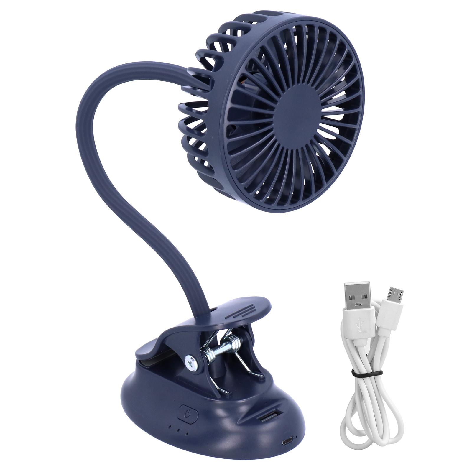 Biegbarer kleiner Ventilator Dunkelblau USB Einstellbarer Winkel Clip-Ventilator für Zuhause Wohnheim Schule Outdoor