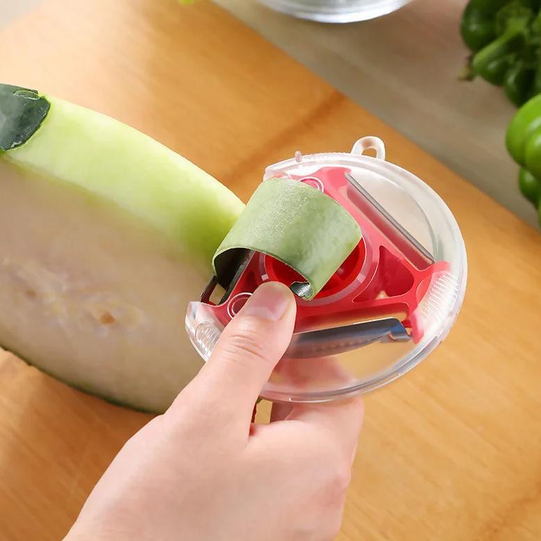3 in1 Multifunktionale Schälmesser Obst Gemüse Schäler Gemüse Zerkleinern Werkzeug Edelstahl Klinge Abnehmbare Küche Werkzeuge rot