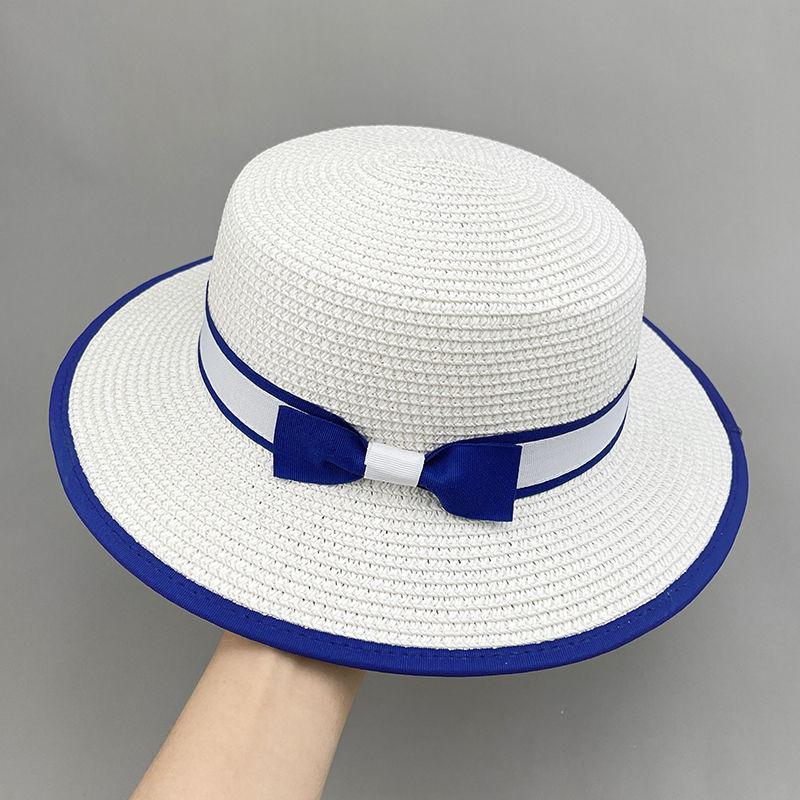 Damen Strohhut Blauer Hut Sonnenhut Strand Weißer Hut Sonnenhut Damen Sommer Cooler Hut Sonnenhut one size reine weiße