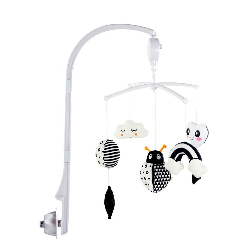 Spieluhr mit Tiermotiv, schwarz-weiß, Bettglocke, Spielzeug, Babybett, Rasseln, Babyspielzeug, 0–12 Monate, Uhrwerkspielzeug, Mobile, Neugeborenenspielzeug