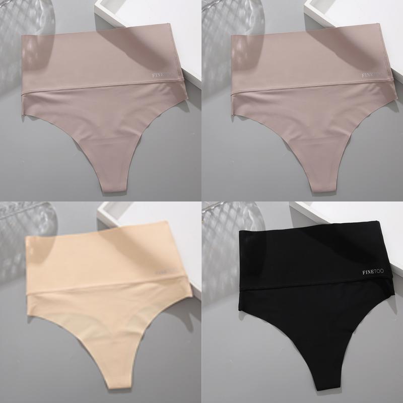 FINETOO 4 Stück Intimwäsche Dessous Shapewear Slips Bodyshaper Hohe Taille Nahtloser Tanga Damen Slips Unterwäsche Antibakteriell Weiblich XL&SET
