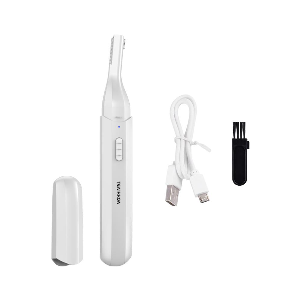 TEWIRROW Elektrischer Augenbrauenschneider, Haarentferner, schmerzloser Augenbrauen-Epilierer mit Motorantrieb, Mini-Rasierer weiß