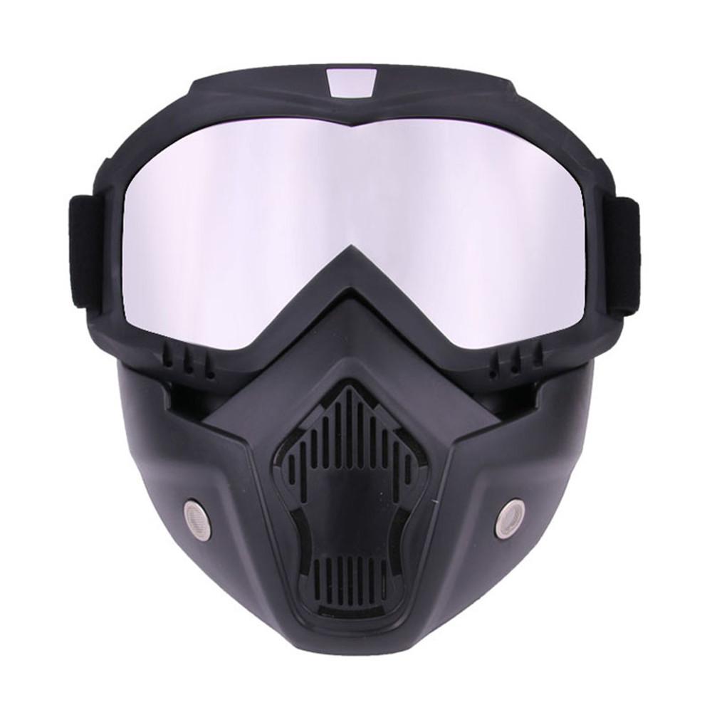 Motorradhelm Professionelle Outdoor-Radsport-Gesichtsmaske Schutzbrille für winddichtes Ski-Snowboard-Schneemobil silber