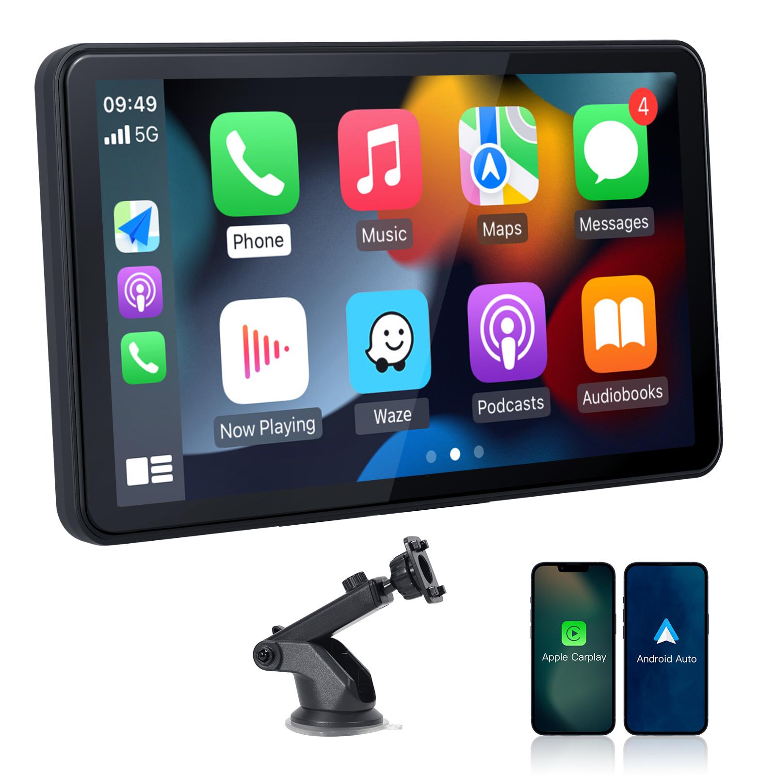 [carabc] 7 Zoll Universal-Carplay-Bildschirm für Auto Full HD Touchscreen mit Carplay Android Auto Navigation FM Bluetooth 7' schwarz