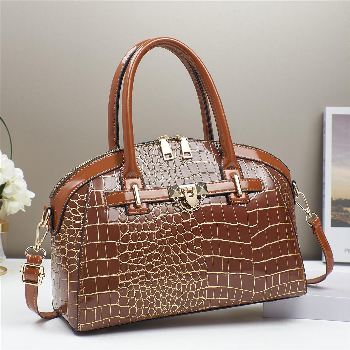 Luxuriöse Designer Handtaschen aus glänzendem Leder für Damen, Damen Schulter-Umhängetaschen mit großer Kapazität, Exquisite Damenmarkenhandtasche