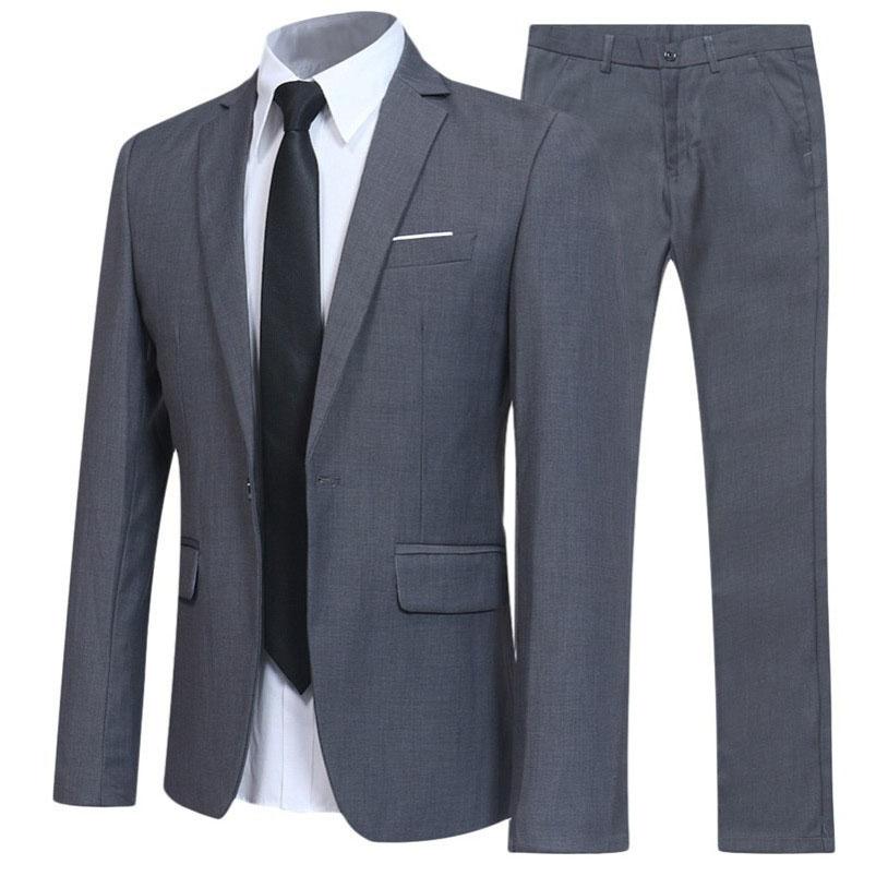 Herren Britischer Stil Elegante Blazer 2-teilige Sets Business Hemd Hose Jacke Mantel 3 Anzüge Formelle Kleidung Hochzeitsanzug XL grau