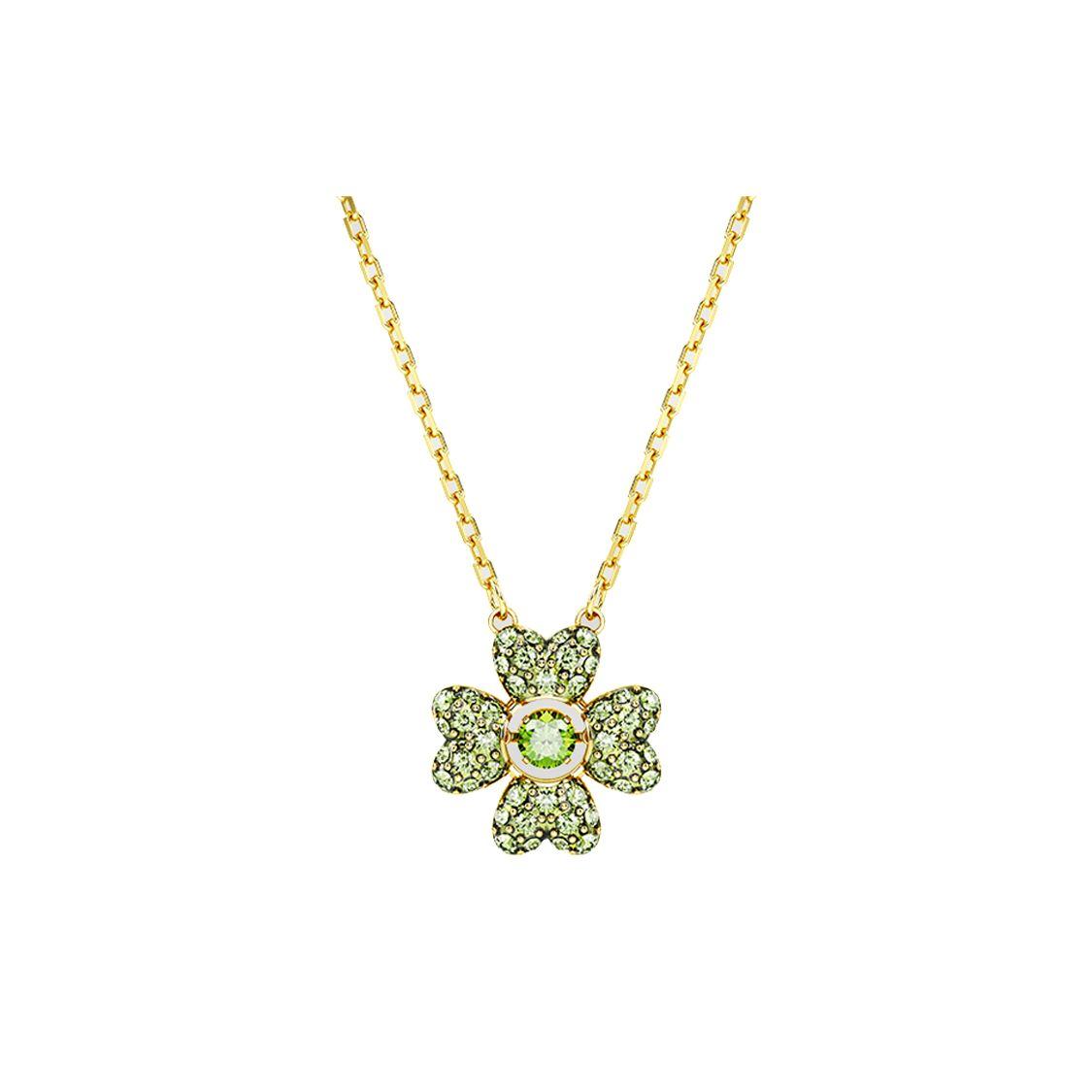 Swarovski Glücksklee Inlay Dekoration Zirkonia Imitation Kristall Halskette Damen Halskette Grün 5671144 Box (Random Color) beige
