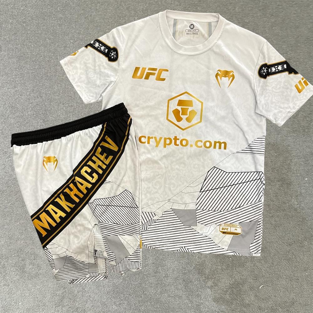 UFC # 322 Fighting Night IslamMakhachev Boxset Herren Damen MMA Übergroß Atmungsaktiv Schnelltrocknend Kampf Kurzarm Shorts M