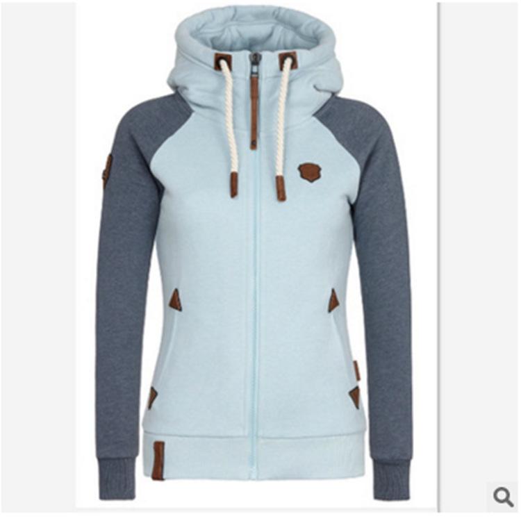 Damen Casual Hoodies Jacke Reißverschluss Mischfarben Damen Mäntel Tops Casual Sweatshirt Hoodies Große Größe Damen Kleidung XXXL blau