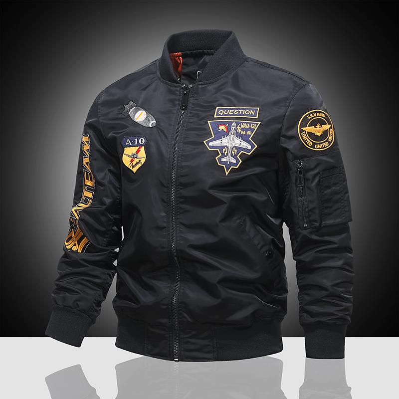 Amerikanische Overalls Pilotenjacke Herren Herbst Baseballuniform Trendy Mantel Herren Fanjacke Herren S schwarz