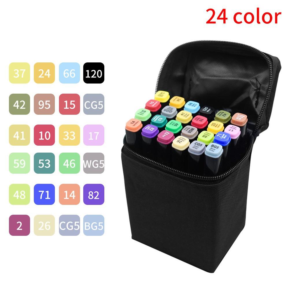 18/24/30/40 Farben Marker Alkohol Filzstift Manga Skizzieren Marker Dual Pinsel Kunst Schulbedarf Zeichenset Schulbedarf 24 colors