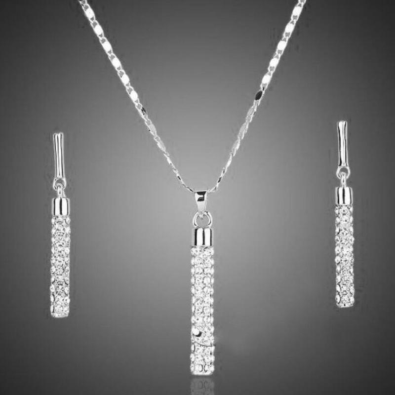 1 Stück Damen-Tropfenohrringe und Anhänger-Halskette, Damen-Schmuck, Damen-Halskette, Ohrringe-Set silber