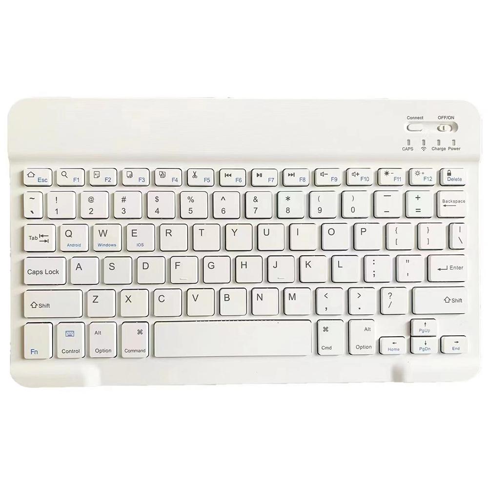 10-Zoll-Wireless-BT-Tastatur Threesystem Universelles, farbenfrohes, wiederaufladbares BT-Tastatur-Mobiltelefon weiß