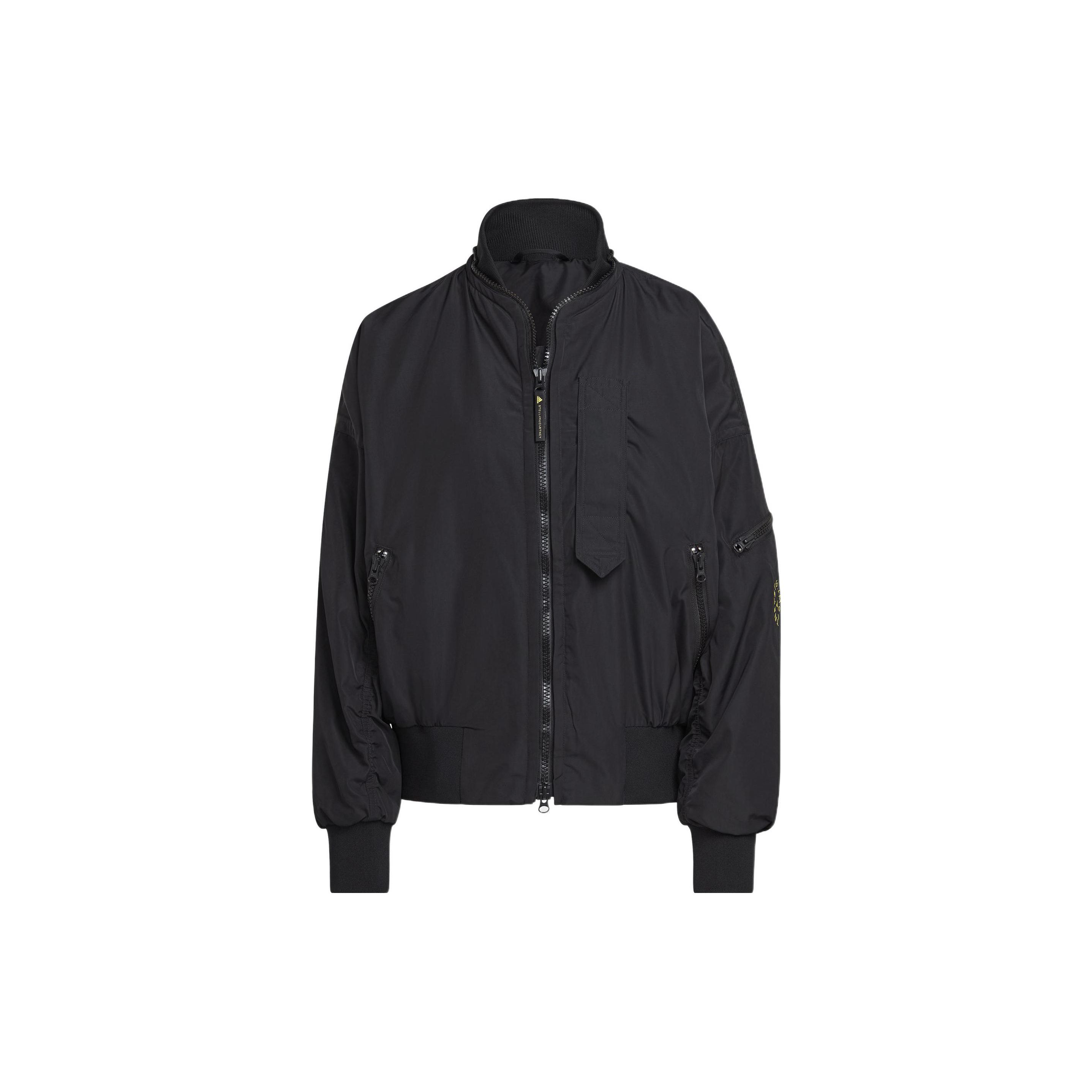 Adidas Stella McCartney Logo Print Einfarbige Bomberjacke Damen Jacken Schwarz HG6887 S