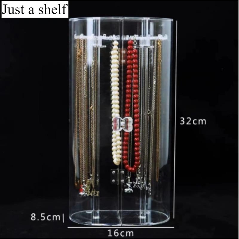 1 Stück Transparenter Schmuck-Organizer Staubdichter Halsketten-Armband-Uhren-Displayständer Home Schmuck-Aufbewahrungskoffer gray