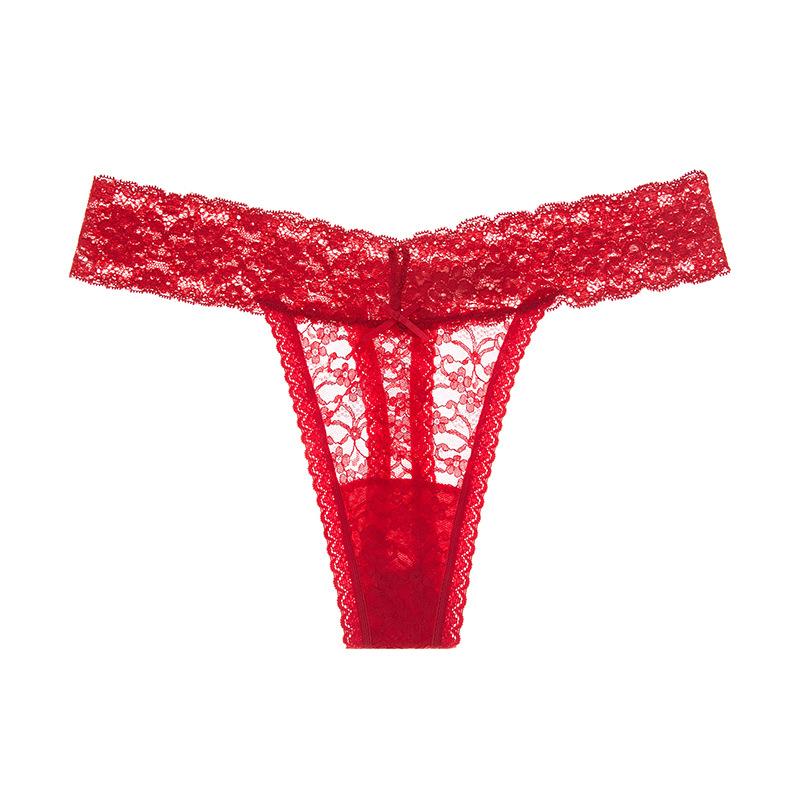 Damen Sexy Dessous G String Spitze Unterhose Frauen Tanga Sheer Höschen Japanischen Stil Einfarbig Slip XXL rot