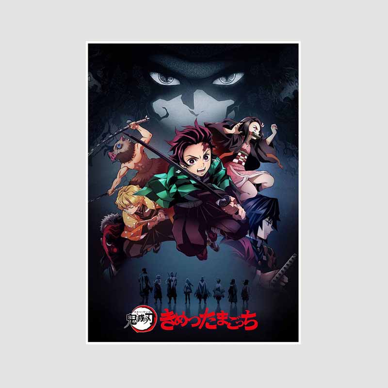 Japanischer Comic-Film Demon Slayer: Mugen Train Anime Poster Kimetsu No Yaiba, weißes Papier, Poster, Kunst, Malerei, Wanddekoration, Wandbild, Wohnkultur 30x21cm
