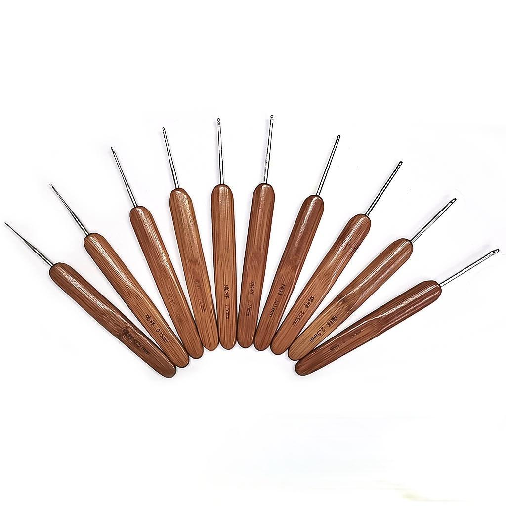 10 Stück/Set, 0,5–2,75 mm, Bambus-Stricknadel-Set, kleines Spitzen-Stricknadel-Set, DIY-Häkelnadeln für Garngriff 10pcs/Set