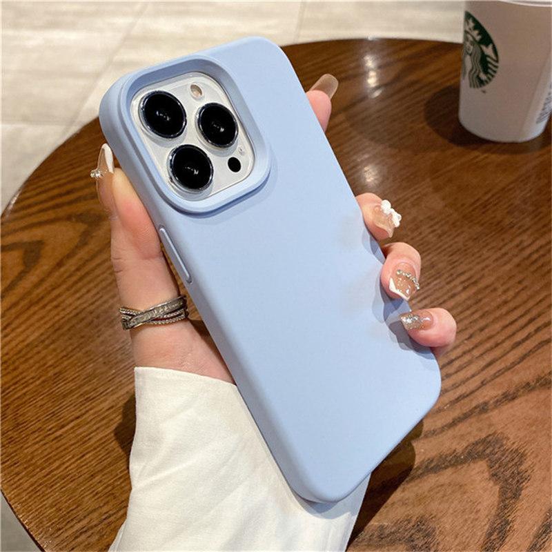 Für iPhone 15 14 13 Pro Max Hülle Luxus Flüssigsilikon Handyhülle für iPhone 11 12 Pro Max X XR 7 8 14 Plus Kameraschutzhülle iPhone 13 Pro leichte himmelblaue