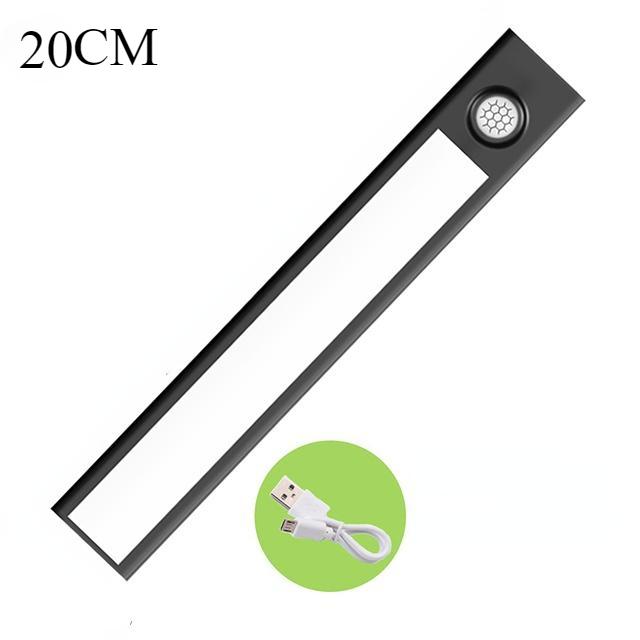 Nachtlicht Led-Licht Unter Schrank Licht Motion Sensor Schrank Licht USB Aufladbare Küche Beleuchtung Lampe Schrank Lampe 20CM schwarz