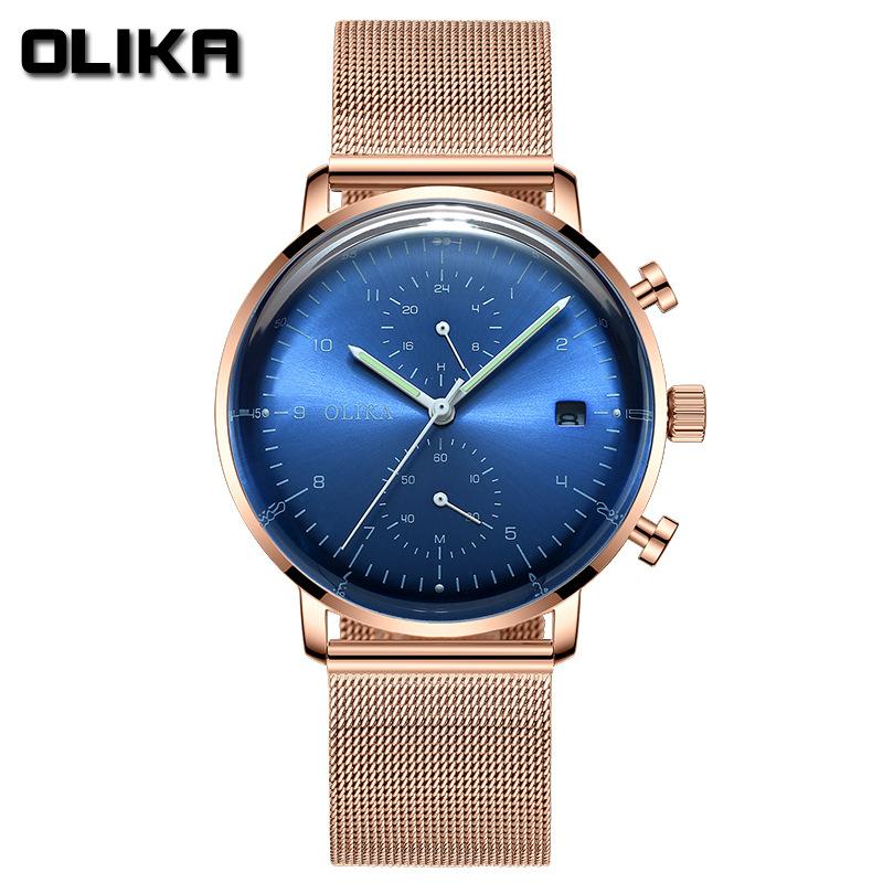 Topmarke Koreanischer Stil Ultradünne Mode Herrenuhr Stahlband Lässig Sportlich Leuchtend Wasserdicht Kalender Gewölbtes Glas Herrenuhr