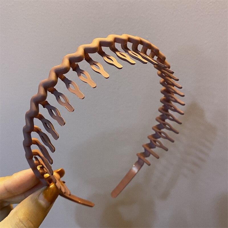 Korea Mode Lange Zahn Haarbänder Für Frauen Nicht Slip Haar Kämme Einfarbig Geometrische Lünette Femme Haar Zubehör Mädchen braun