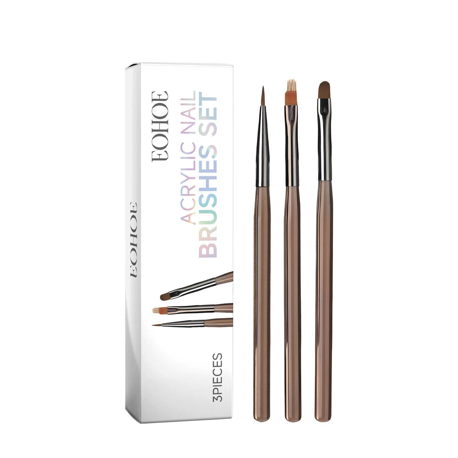 EOHOE 3-teiliges Acryl-Nagel-Pinsel-Set, Mal- und Zeichenstift-Set, UV-Gel-Nagel-Builder-Pinsel, Nagelwerkzeug für bunt