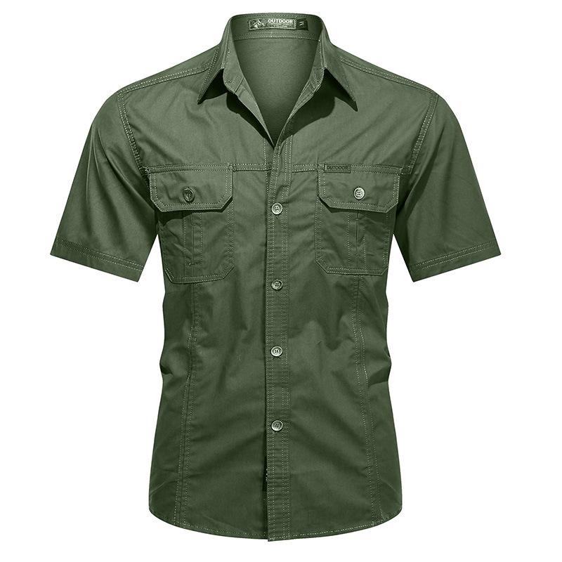 Sommer Quick Dry Kurzarm Army Fan Tactical Shirt Herren Dünne Atmungsaktive Revers Cargo Shirts Tops Outdoor Wandern Militär Shirt XL armee grüne