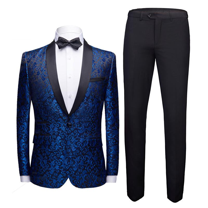 Herrenbekleidung Mode Fancy Anzug Männer Business Casual Hochzeit Bräutigam Anzug Herrenanzüge und Blazer S blau