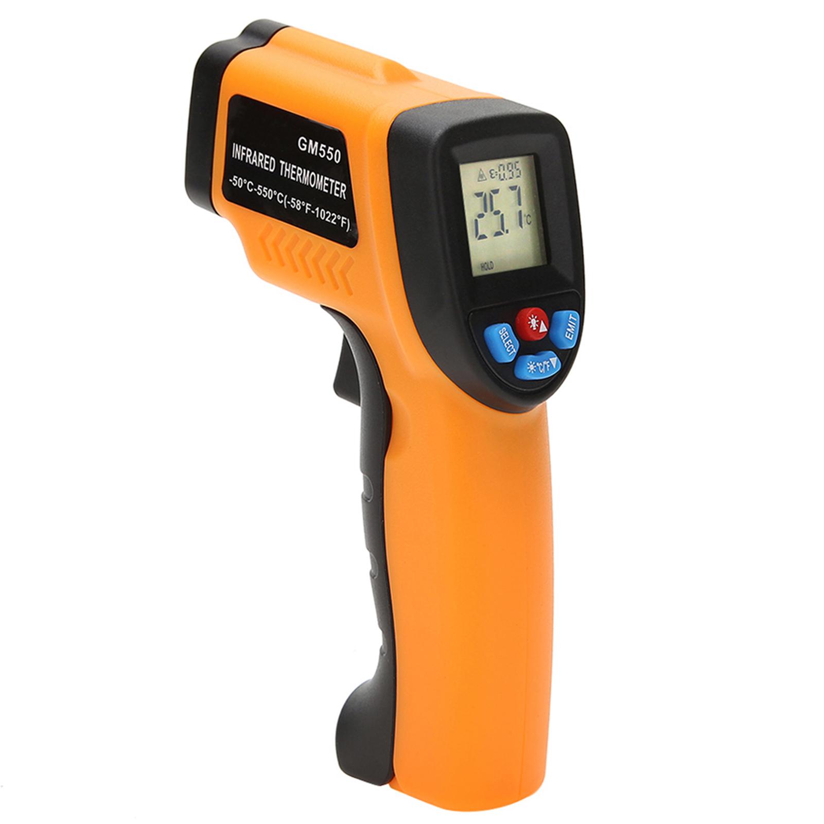 Handheld berührungslose digitale Infrarot-Thermometer Pyrometer Aquarium LCD-Laser-Thermometer im Freien orange