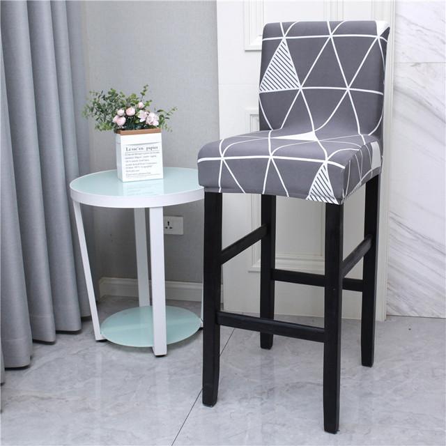 Stretch-bedruckter Stuhlbezug mit kurzer Rückenlehne, einfarbig, elastisch, Barhocker-Bezüge für Café, Esszimmer, waschbar, Barhocker-Sitzbezug mit niedriger Rückenlehne 1 piece white